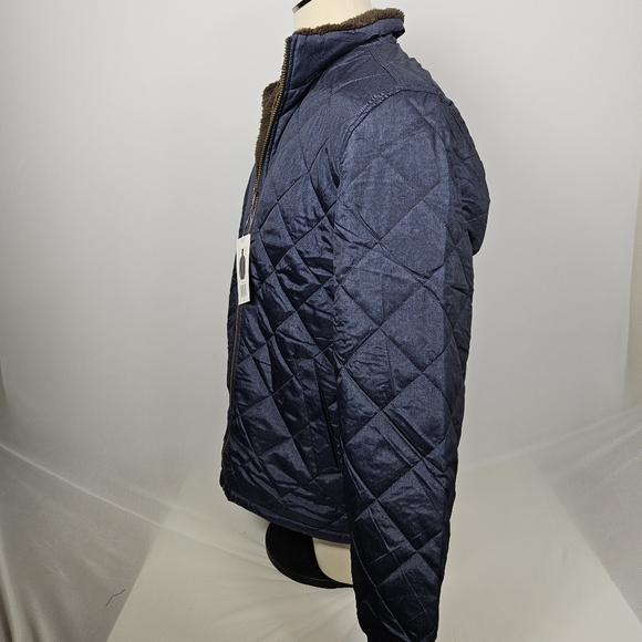 Barn Jacket By Weatherproof ~ quilted waterproof blue w/ brown sherpa lining - Picture 6 of 16